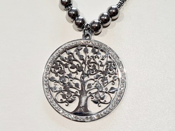 collier arbre de vie acier inoxydable argenté